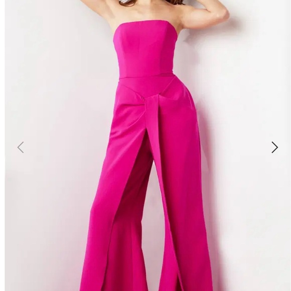 Jovani Size 03828 Strapless Straight Neck Wide Leg Evening Jumpsuit